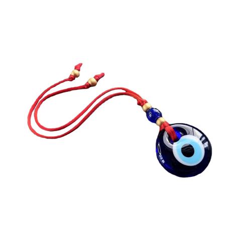 Glass Hanging Ornaments, with Polyester Cord, Evil Eye, handmade, different size for choice, Sold By PC