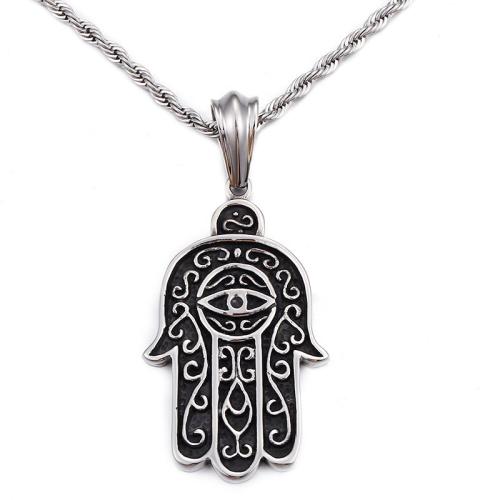 Titan -Anhänger, Titanstahl, Hamsa, Vintage & DIY, 51x30mm, verkauft von PC