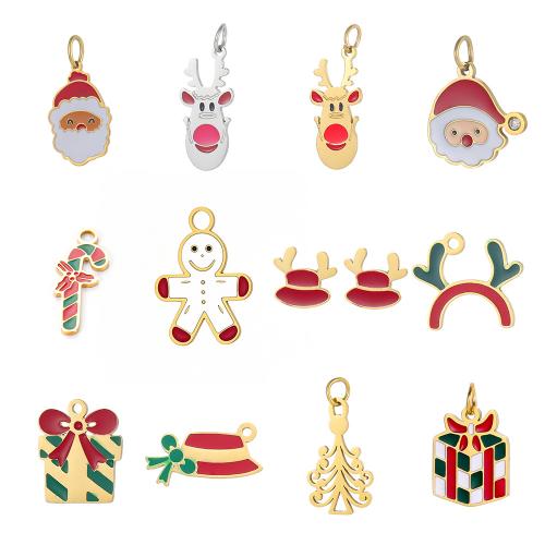 Stainless Steel Pendants, 304 Stainless Steel, plated, Christmas Design & DIY & different styles for choice & enamel, Sold By PC