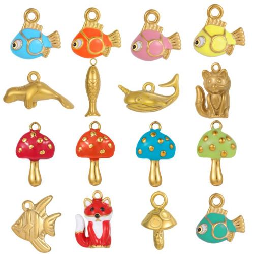 Bijoux pendentifs en acier inoxydable , Acier inoxydable 304, Placage de couleur d'or, DIY & styles différents pour le choix & émail, Vendu par PC