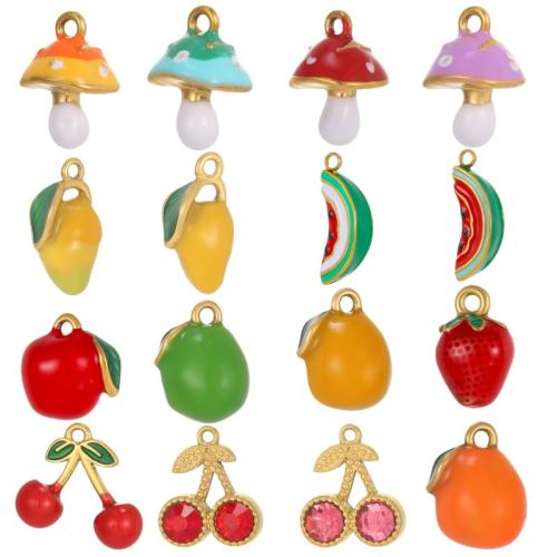 Bijoux pendentifs en acier inoxydable , Acier inoxydable 304, Placage de couleur d'or, DIY & styles différents pour le choix & émail & avec strass, Vendu par PC
