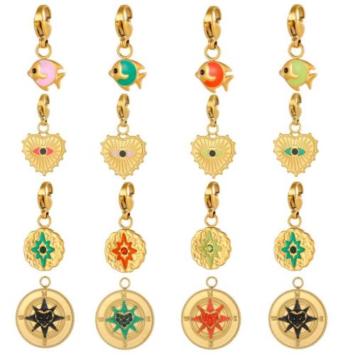 Edelstahl Schmuck Anhänger, 304 Edelstahl, goldfarben plattiert, DIY & verschiedene Stile für Wahl & Emaille & mit Strass, verkauft von PC