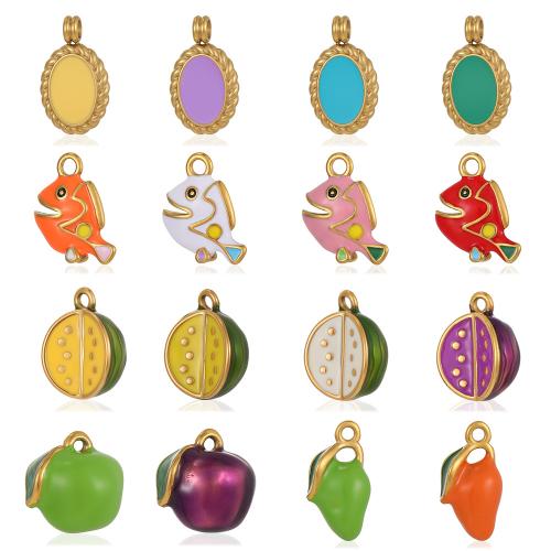 Edelstahl Schmuck Anhänger, 304 Edelstahl, goldfarben plattiert, DIY & verschiedene Stile für Wahl & Emaille, verkauft von PC