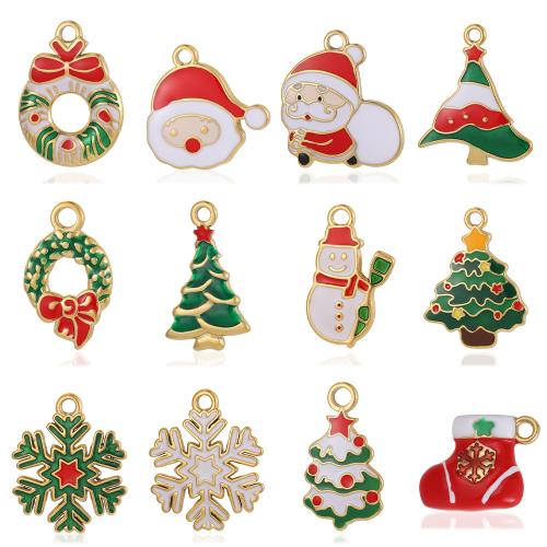 Edelstahl Schmuck Anhänger, 304 Edelstahl, goldfarben plattiert, Weihnachts-Design & DIY & verschiedene Stile für Wahl & Emaille, verkauft von PC