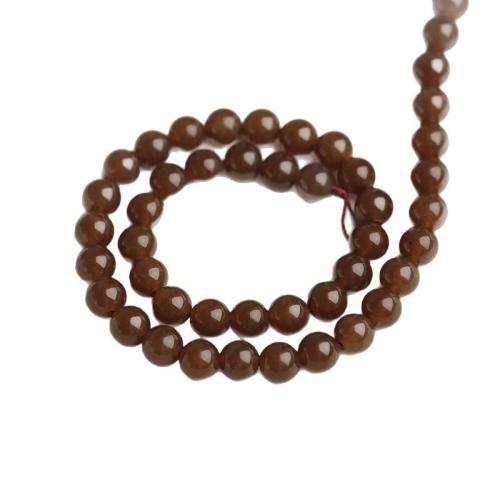 Natural Jade Beads, Round, polished, DIY & different size for choice, brown, Sold Per Approx 38 cm Strand