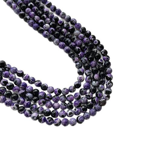 Achat Perlen, Feuerachat, rund, poliert, DIY & verschiedene Größen vorhanden, violett, verkauft per ca. 38 cm Strang
