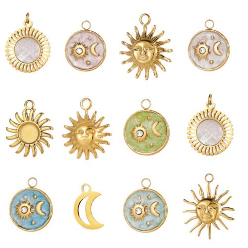 Bijoux pendentifs en acier inoxydable , Acier inoxydable 304, avec coquille blanche, Placage, DIY & styles différents pour le choix & émail & avec strass, Vendu par PC