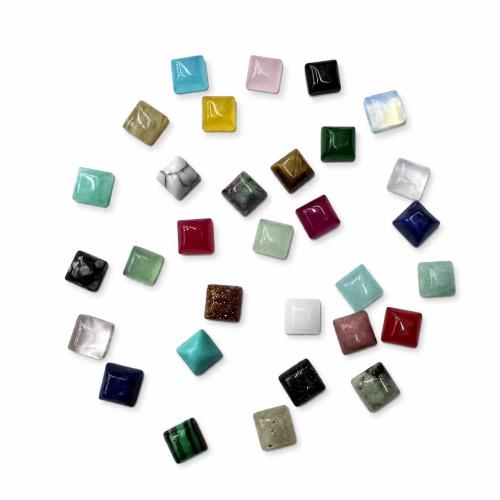 pierre gemme cabochon à arrière plat, cadre, poli, DIY & différents matériaux pour le choix, 4x4mm, Vendu par PC