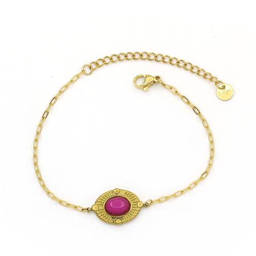 304 Edelstahl Armband, mit Edelstein, mit Verlängerungskettchen von 5cm, goldfarben plattiert, Modeschmuck & für Frau, keine, Länge:ca. 16 cm, verkauft von PC