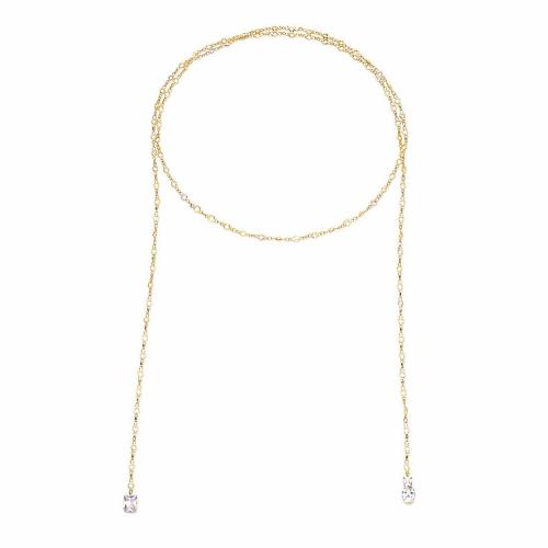 alliage de zinc Chaîne de corps, Placage de couleur d'or, bijoux de mode & pour femme & avec strass, Longueur:Environ 132 cm, Vendu par PC