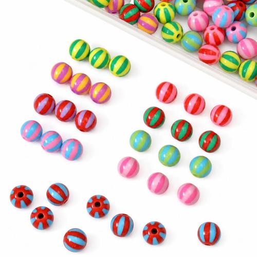 Spray Painted Acrylic Beads, Round, DIY & stripe, more colors for choice, 12mm, Sold By PC