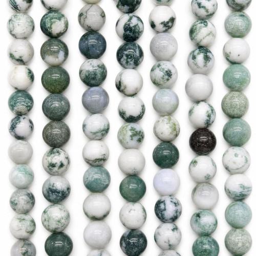 Perle en bois d'agate, agate d'arbre, Rond, poli, DIY & normes différentes pour le choix, Vendu par Environ 38 cm brin