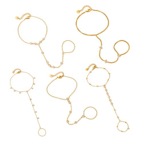 acero inoxidable 304 Cлейв, chapado en color dorado, diferentes estilos para la opción & micro arcilla de zirconia cúbica & para mujer, Vendido por UD
