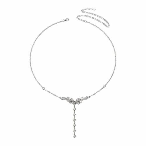 laiton chaîne de taille, Placage de couleur argentée, pour femme & avec strass, Longueur:Environ 67.5 cm, Vendu par PC