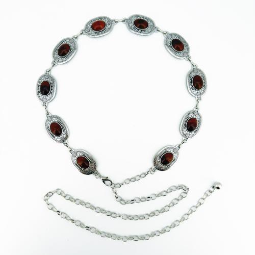 alliage de zinc chaîne de taille, avec turquoise synthétique, Placage, normes différentes pour le choix & pour femme, plus de couleurs à choisir, Vendu par PC