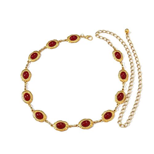 alliage de zinc chaîne de taille, avec Rubis, Placage de couleur d'or, Vintage & pour femme, Vendu par PC