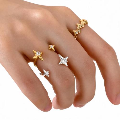 Zinklegierung Manschette Fingerring, plattiert, Micro pave Zirkonia & für Frau, keine, verkauft von PC