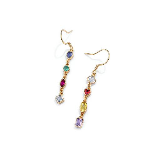 Plata de ley 925 Pendientes con Colgantes, Patrón Geométrico, chapado en color dorado, micro arcilla de zirconia cúbica & para mujer, 5x45mm, Vendido por UD