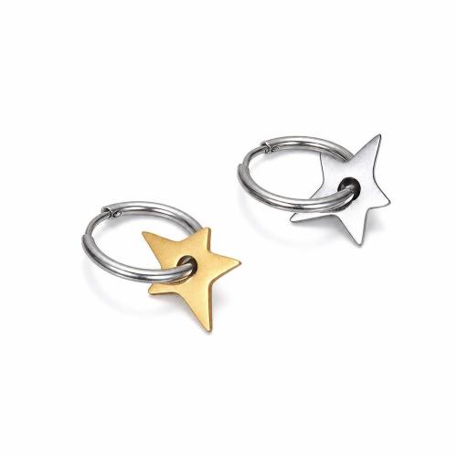 Titanstahl Huggie Hoop Ohrhänger, Stern, plattiert, unisex & verschiedene Stile für Wahl, 12x2mm, verkauft von PC