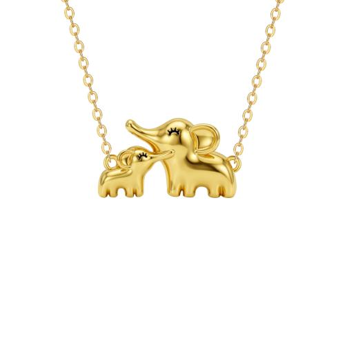 laiton collier, avec 5cm chaînes de rallonge, éléphant, Placage de couleur d'or, bijoux de mode & pour femme, Longueur:Environ 45 cm, Vendu par PC