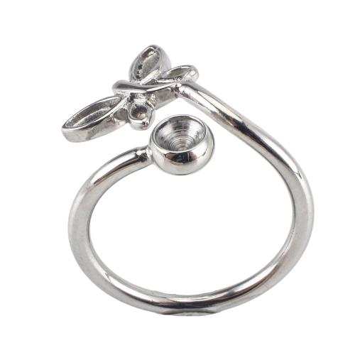 Acier inoxydable 316, papillon, DIY & réglable, couleur originale, size 22x22x17mm, ring inner diameter: 17mm, rhinestones setting: 4mm, Taille:6.5, Vendu par PC
