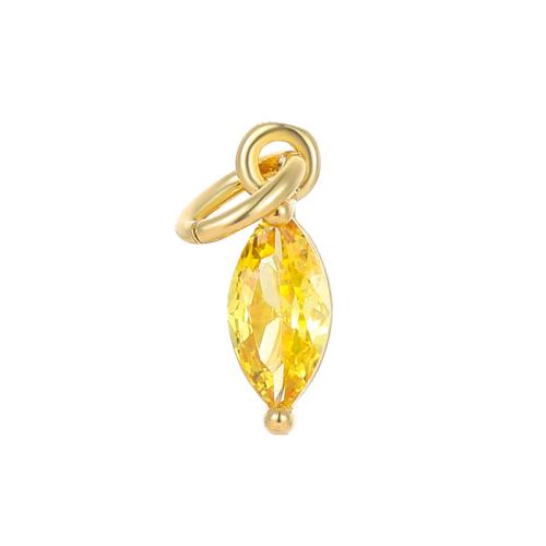 Cubic Zirconia Brass Pendants, Horse Eye, plated, DIY & micro pave cubic zirconia, more colors for choice, 3.50x10.70mm, Sold By PC