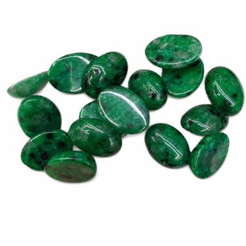 grüner Punkt Stein flache Hinterseite Cabochon, oval, poliert, DIY & verschiedene Größen vorhanden, verkauft von PC