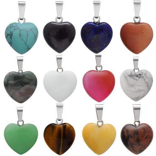 Gemstone Jewelry Pendants, with Tibetan Style, Heart, DIY & different materials for choice, 20x6mm, Sold By PC