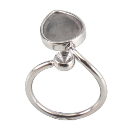 Acier inoxydable 304, coeur, DIY & réglable, couleur originale, size 22x22x23mm, plate inner diameter 10x13mm, rhinestone position 4mm, ring inner diameter 17.5mm, Vendu par PC