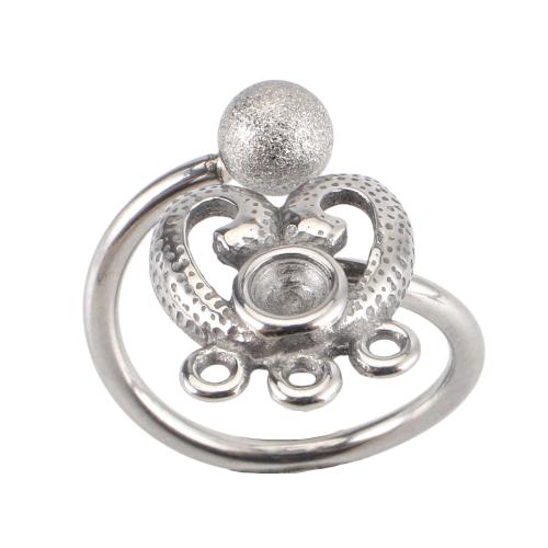 Acier inoxydable 316, DIY, couleur originale, size 24x22x21mm, ring inner diameter: 17.5mm, rhinestones setting: 4mm, Vendu par PC