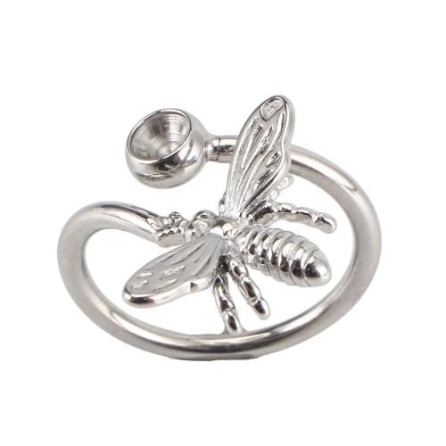 Acier inoxydable 316, DIY & réglable, couleur originale, size 24x22x20mm, ring inner diameter: 17.5mm, rhinestones setting: 4mm, Vendu par PC