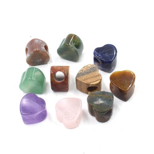 pierre gemme perle à grand trou, coeur, poli, DIY & différents matériaux pour le choix, 14x14x10mm, Vendu par PC