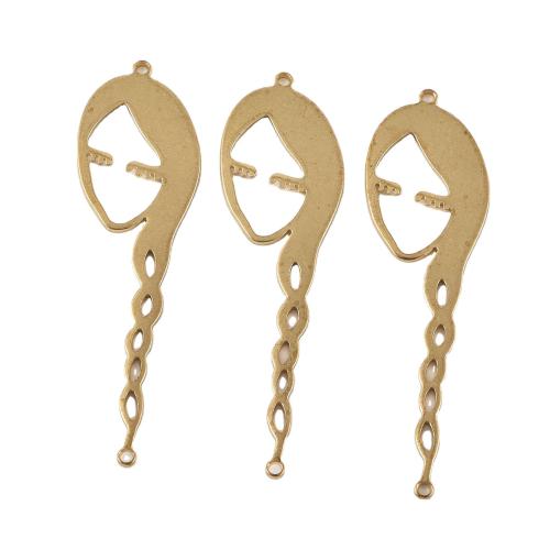 Brass Jewelry Pendants, Face, DIY & hollow, original color, 53x15x1mm, Sold By PC
