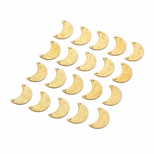 Brass Jewelry Pendants, Moon, polished, DIY & brushed & double-hole, original color, 15x22x0.80mm, Hole:Approx 1.5mm, Sold By PC