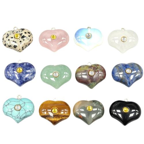 Colgantes de Gemas, Piedras preciosas, Corazón, pulido, Bricolaje & diferentes materiales para la opción & con diamantes de imitación, 20x15x12mm, Vendido por UD