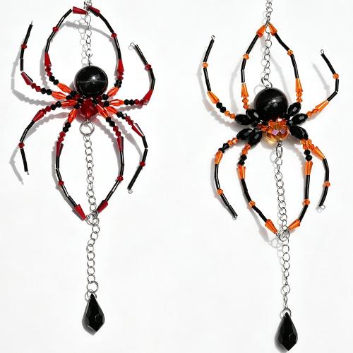 Crystal Hanging Ornaments, with Cats Eye & Brass, Spider, Halloween Design, more colors for choice, 180x130mm, Sold By PC