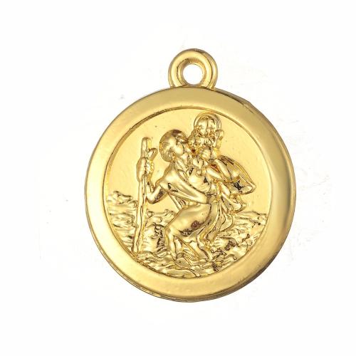 Character Tibetan Style Pendants, Flat Round, antique gold color plated, DIY, 18.80x22mm, Sold By PC