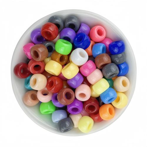 Opaque Acrylic Beads, barrel, DIY & solid color, more colors for choice, 6x9mm, Hole:Approx 4mm, 100PCs/Bag, Sold By Bag