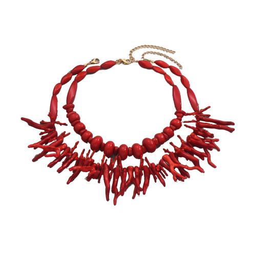 Resin Necklace, 2 pieces & for woman, red, Hole:Approx 4mm, Sold By Set