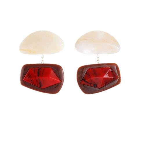 Acrylic Drop Earring, Geometrical Pattern, fashion jewelry & for woman, more colors for choice, 55x75mm, Sold By Pair