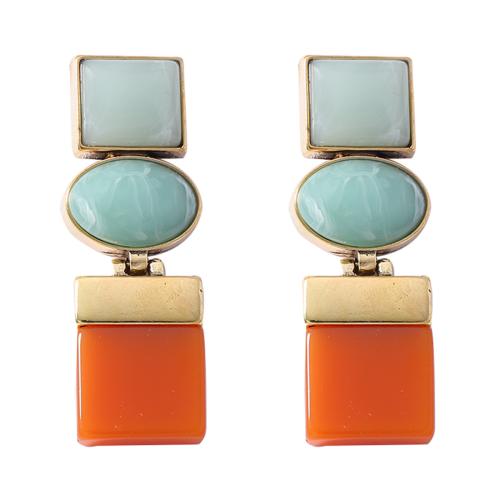 Resin Drop Earring, with Tibetan Style, plated, vintage & for woman, more colors for choice, 20x64mm, Sold By Pair