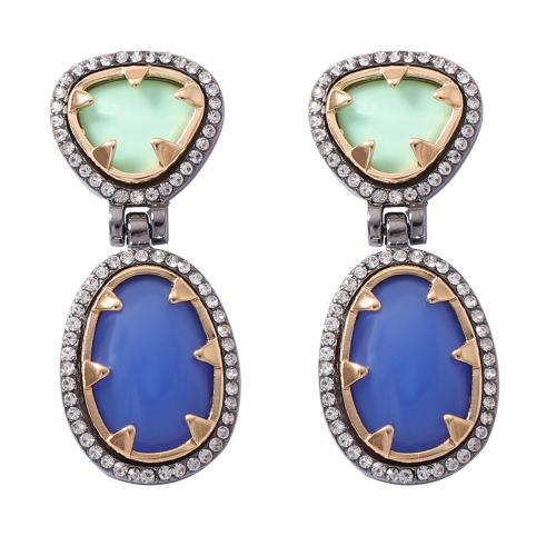 Resin Drop Earring, with Tibetan Style, Geometrical Pattern, plated, vintage & for woman & with rhinestone, 20x49mm, Sold By Pair