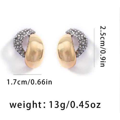 Tibetan Style Stud Earring, plated, for woman & with rhinestone, 17x25mm, Sold By Pair