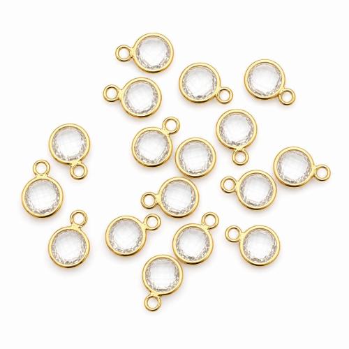 Crystal Pendants, Brass, with Crystal, Round, plated, DIY, more colors for choice, 9.50x6.60mm, 100PCs/Bag, Sold By Bag