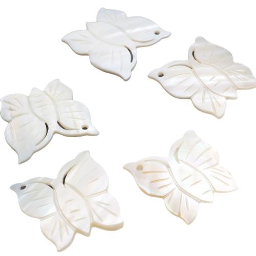 Natural White Shell Pendants, Butterfly, Carved, DIY, 34x34mm, Sold By PC