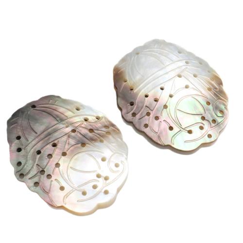 Natural Black Shell Pendants, Carved, multihole & DIY, 48x55.50mm, Sold By PC