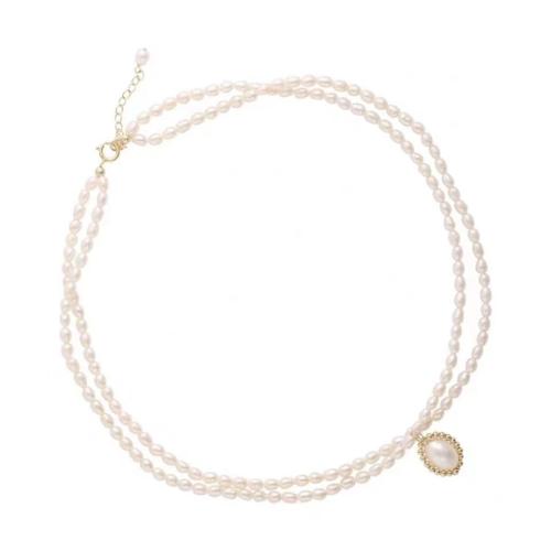Brass Necklace, with Plastic Pearl, with 6cm extender chain, gold color plated, vintage & for woman, Length:Approx 40 cm, Sold By PC