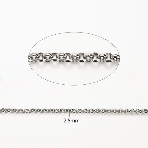 Stainless Steel Rolo Chain, 316 Stainless Steel, DIY, original color, 2.50mm, 100m/Lot, Sold By Lot