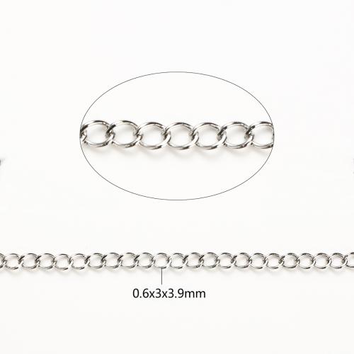 Stainless Steel Oval Chain, 316 Stainless Steel, DIY, original color, 0.60x3x3.90mm, 100m/Lot, Sold By Lot