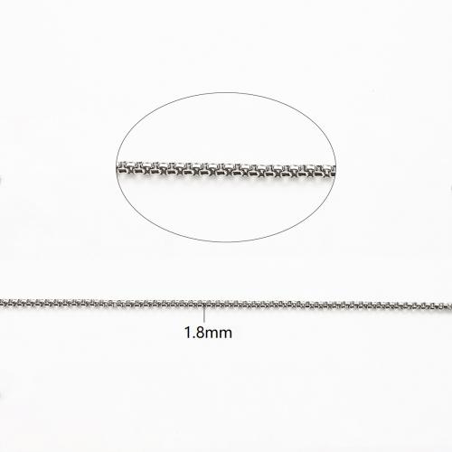 Stainless Steel Box Chain, 316 Stainless Steel, DIY, original color, 1.80mm, 100m/Lot, Sold By Lot